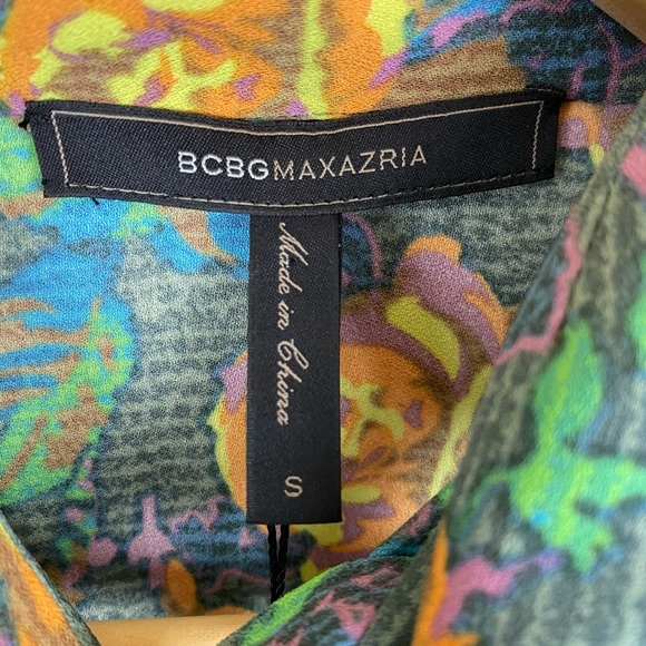 NEW BCBGMAXAZRIA Jade Floral Tie-Neck Top Size Small - Picture 5 of 8
